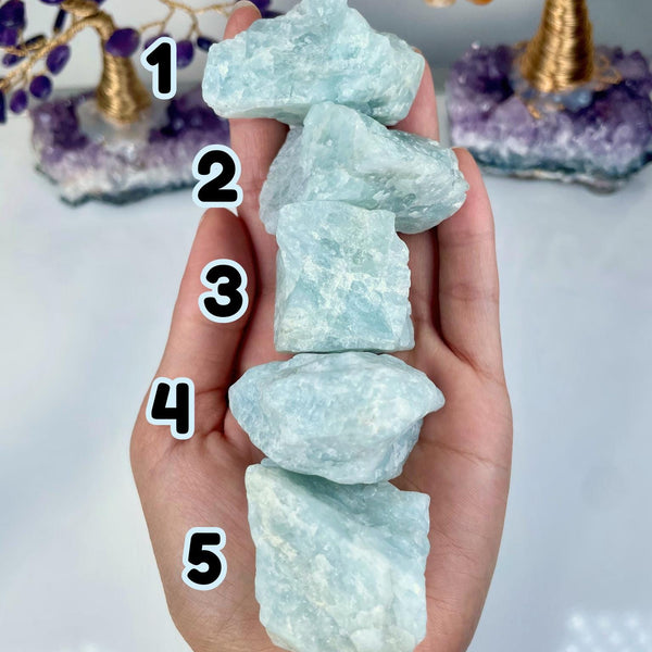 Raw Aquamarine Crystal: Natural Blue Beryl Stone for Calm & Communication