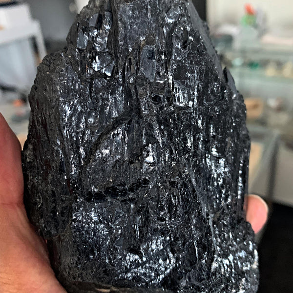 Extra large raw black tourmaline crystal from Brazil