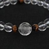 Dragon Bracelet Hand Carved Clear Quartz with Tiger Eye, Birth Year of the Dragon Gift
