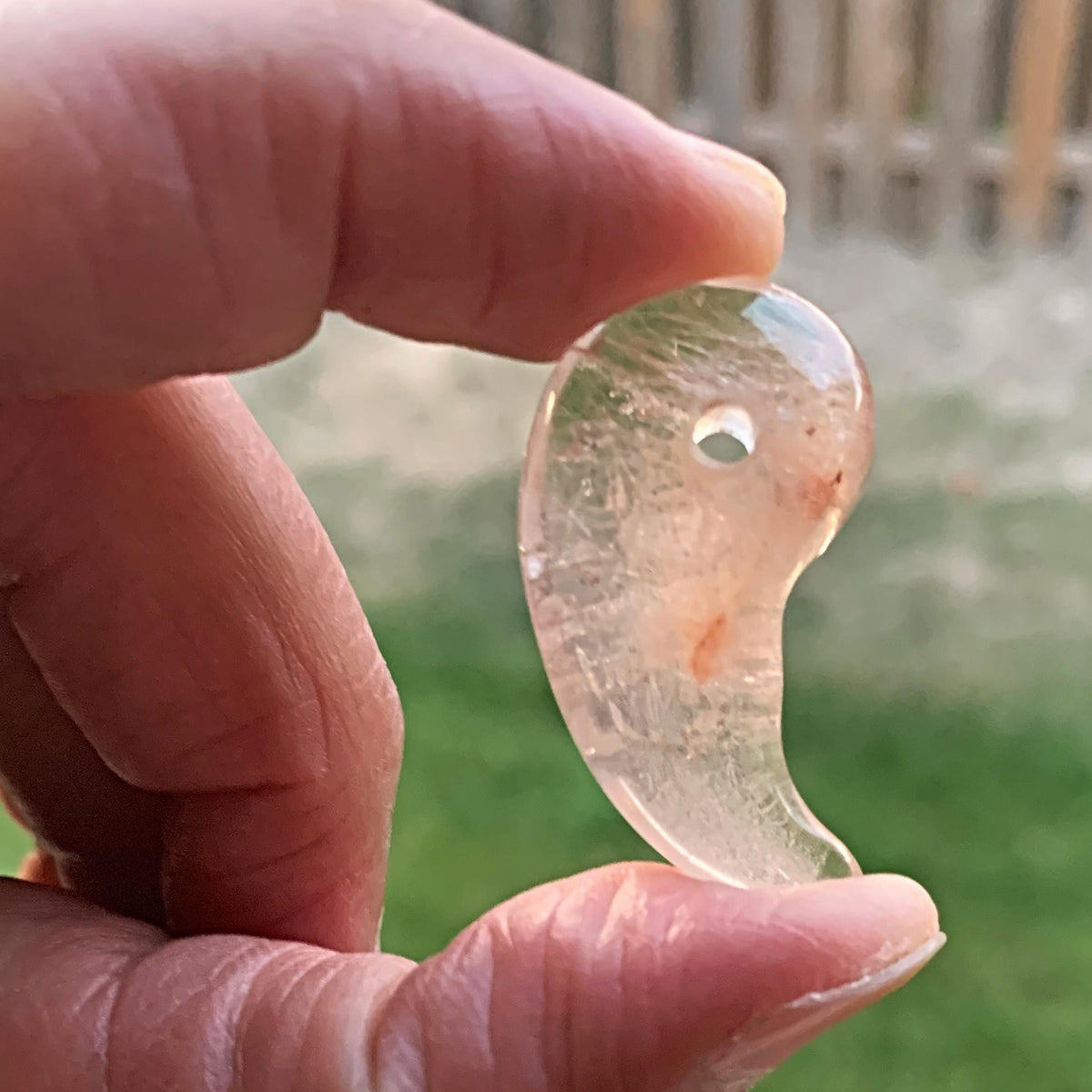 Spiritual Japanese magatama bead in rutile quartz
