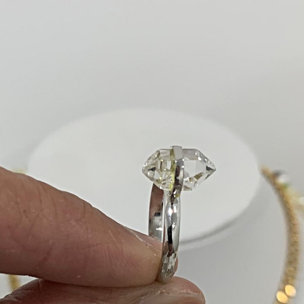 Healing crystal Herkimer diamond ring