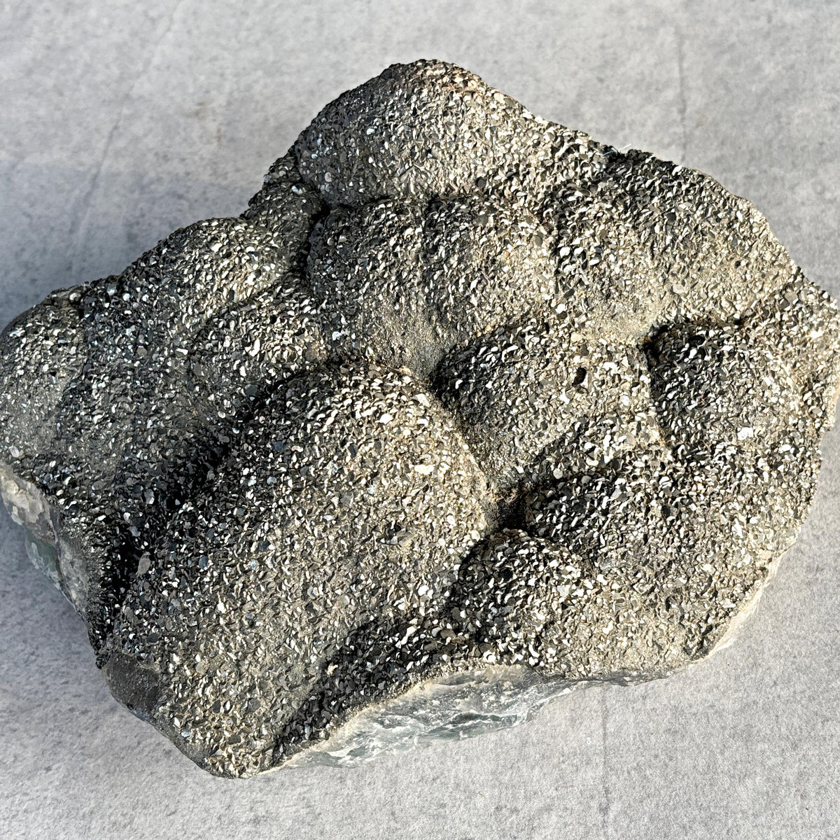 Large botryoidal pyrite covered fluorite crystals