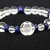 Owl Bracelet Hand Carved Clear Quartz with Lapis