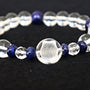 Owl Bracelet Hand Carved Clear Quartz with Lapis