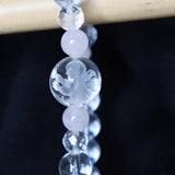 Angel Bracelet Hand Carved Clear Quartz with Rose Quartz
