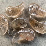 Spiritual Japanese magatama bead in rutile quartz