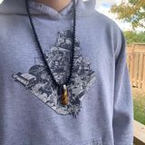 Black Tourmaline Beaded Necklace with Tiger Eye Pendant: Mens Protection Stone Jewelry