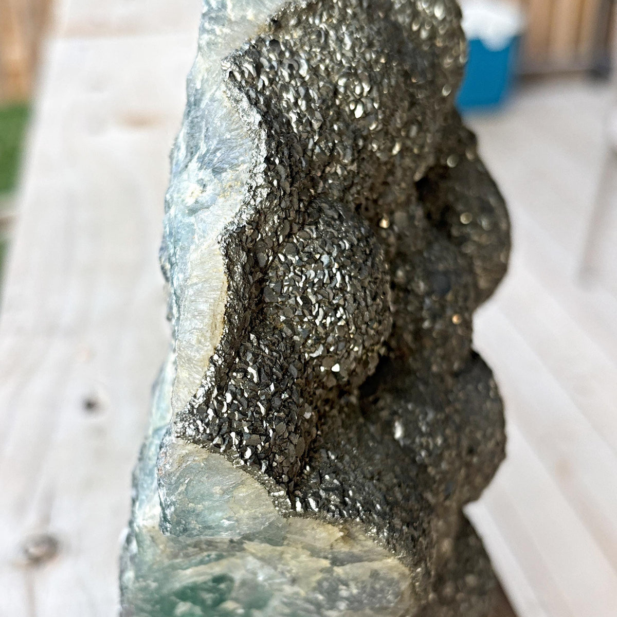 Healing fluorite crystal with pyrite energy