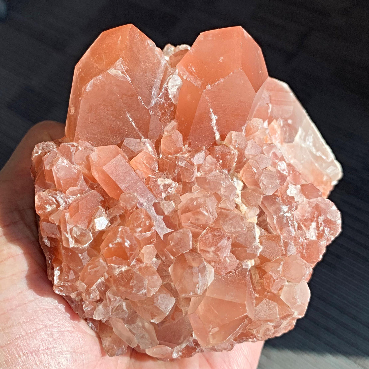 red quartz crystal specimen