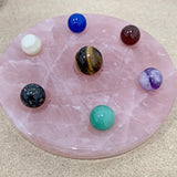 rose quartz crystal grid plate for 7 chakra