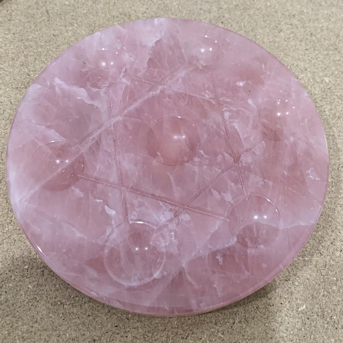 rose quartz sacred geometry plate
