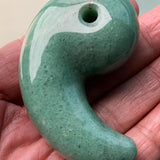 Large Magatama Polished green gemstone for prosperity