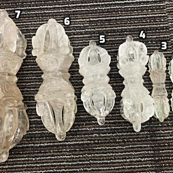 Tibetan Clear Quartz Vajra 5-Prong Dorje | Himalayan Crystal for Energy Cleansing, Meditation & Protection