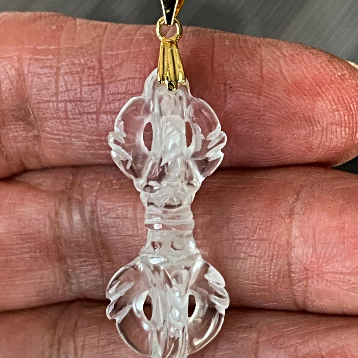 Clear quartz vajra necklace pendant