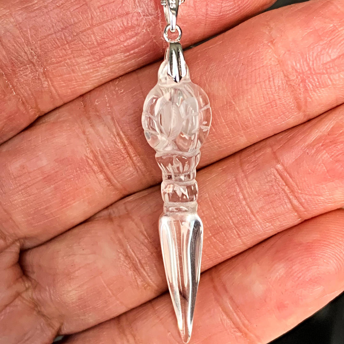 Clear quartz vajra Dorje necklace