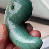 Large green aventurine carved magatama bead