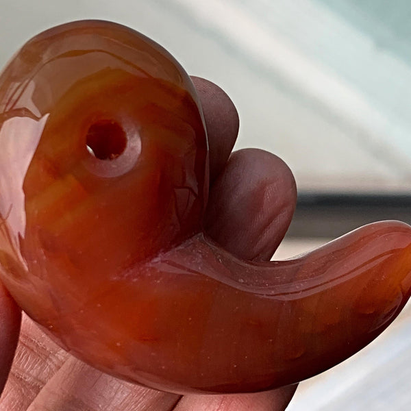 Carnelian Magatama Stone | 67mm Japanese Amulet for Strength, Vitality and Protection