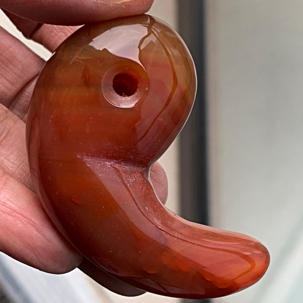 Carnelian Magatama Stone | 67mm Japanese Amulet for Strength, Vitality and Protection