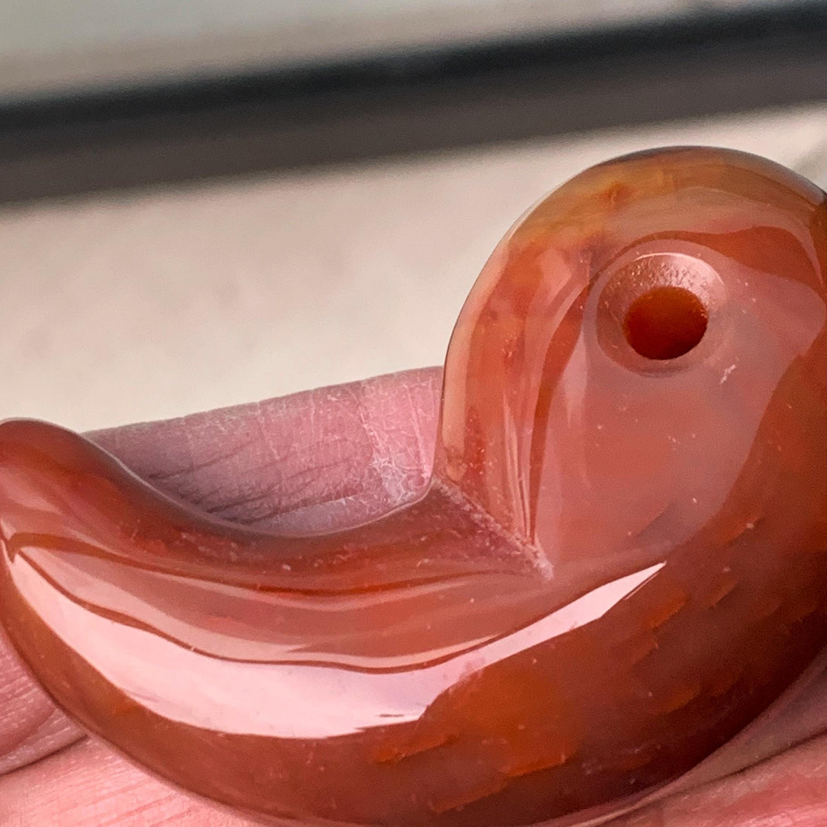 Carnelian Magatama Stone | 67mm Japanese Amulet for Strength, Vitality and Protection