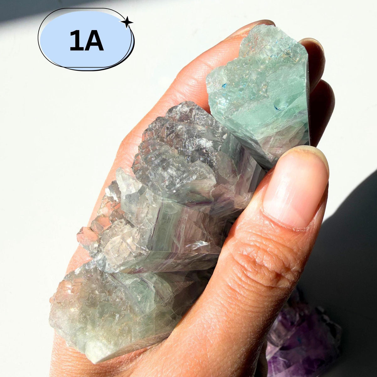 Rainbow Fluorite Point with Etched Raw Base