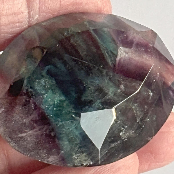 bicolor fluorite faceted oval