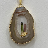 geode agate with tourmaline