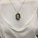 natural agate window pendant with tourmaline