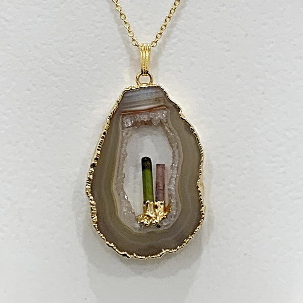 druzy agate pendant necklace