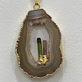 pink and green tourmaline pendant
