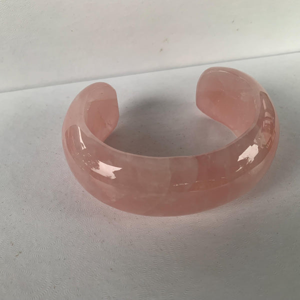 Rose Quartz Bangle Wide Bracelet | Natural Crystal Jewelry for Love, Healing and Self-Care