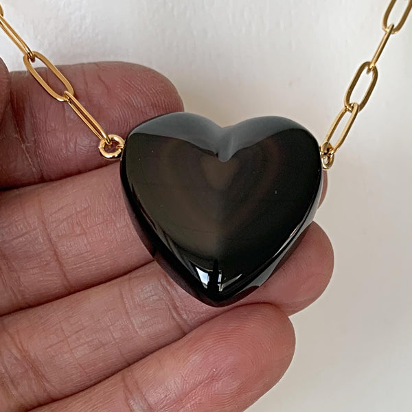 heart shaped obsidian gemstone