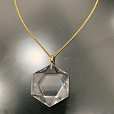 faceted 6 ray Hexagon clear quartz necklace