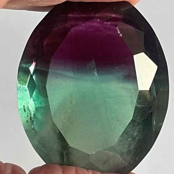 large faceted fluorite gem