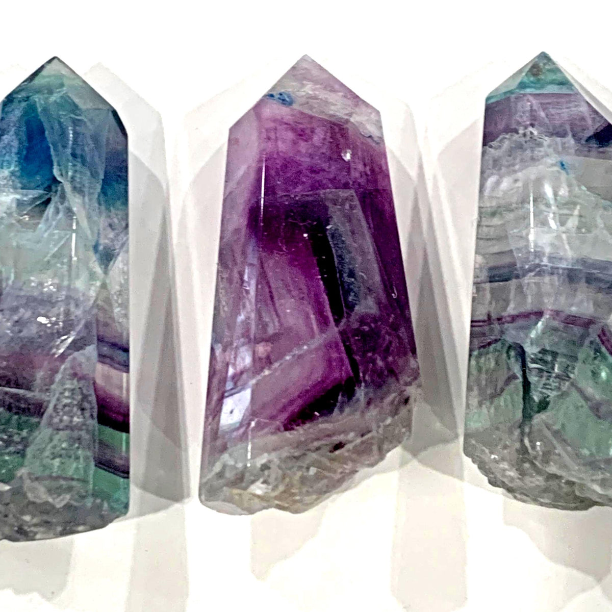 Rainbow Fluorite Point with Etched Raw Base