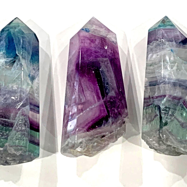Rainbow Fluorite Point with Etched Raw Base