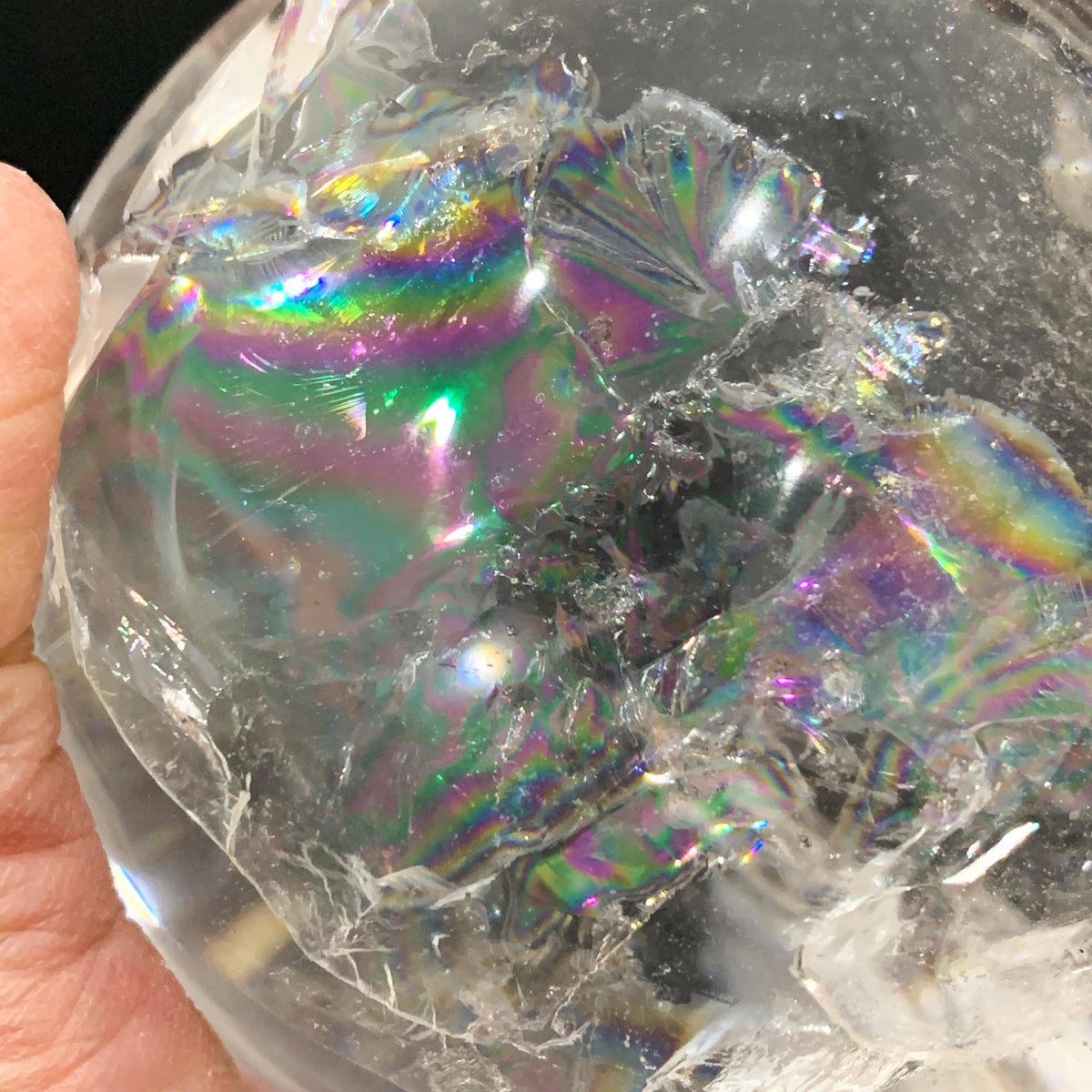 Clear Quartz Sphere with Rainbow Flashes