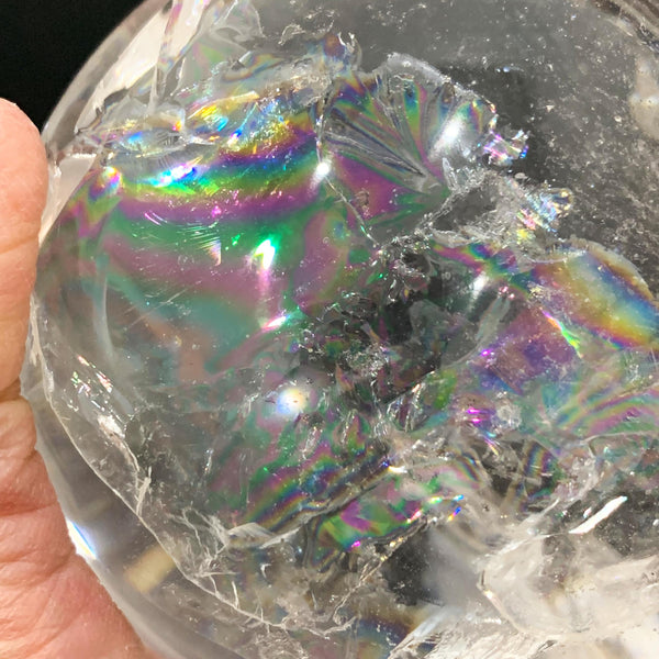 Clear Quartz Sphere with Rainbow Flashes