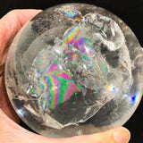 Rainbow Flashes in large Clear Quartz Sphere