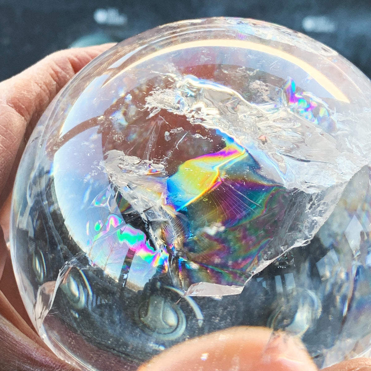Clear Quartz Sphere | Rainbow Crystal Ball | Large 95mm High Clarity