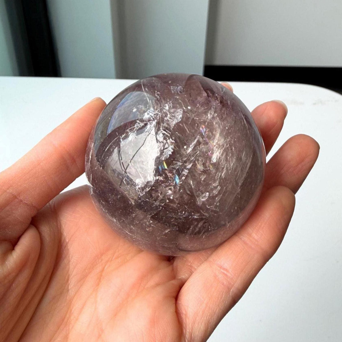Natural Amethyst Crystal Sphere | Purple Gemstone Decor (57mm)