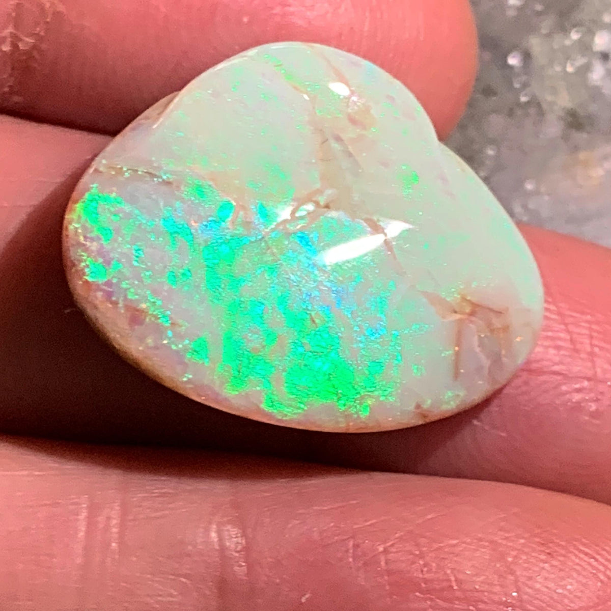 Coober Pedy green shell opal fossil specimen