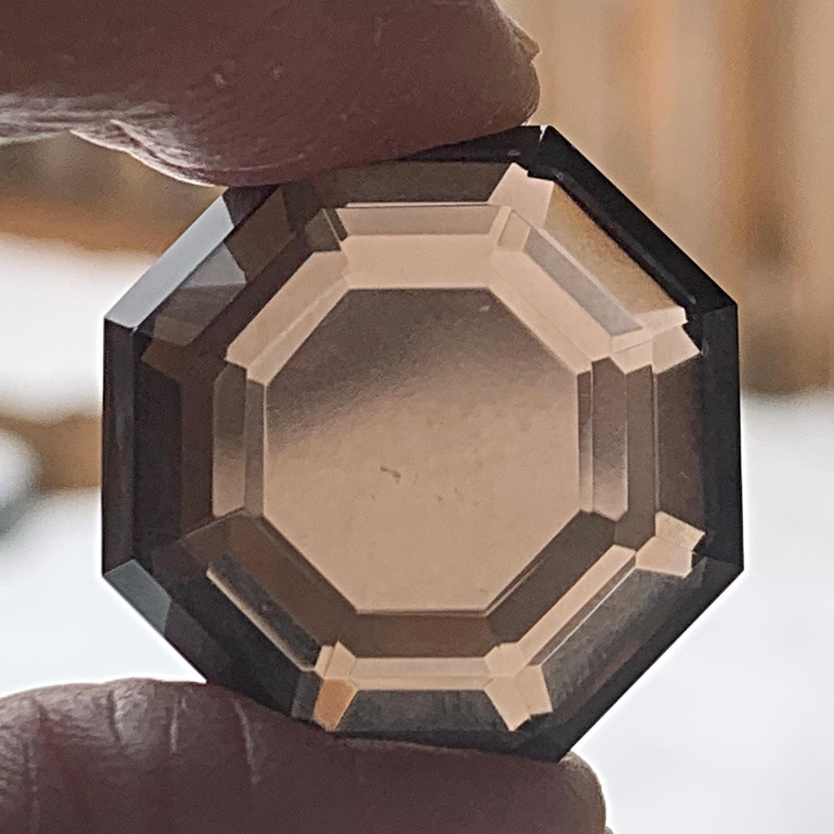Smoky quartz octagon faceted gemstone