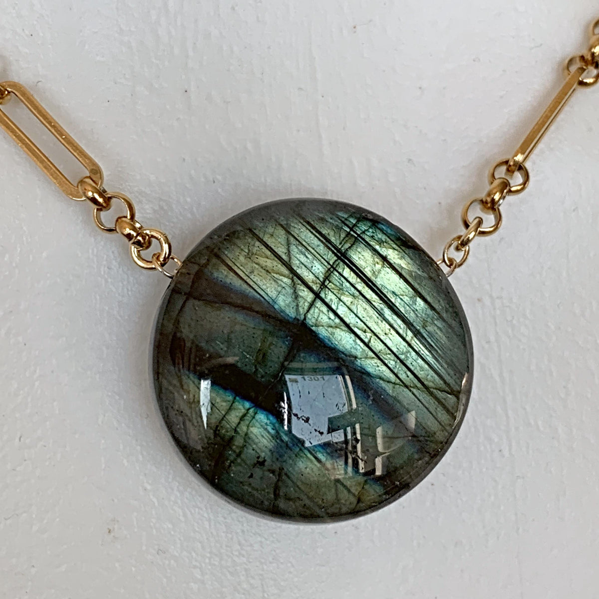 gold paperclip chain crystal necklace