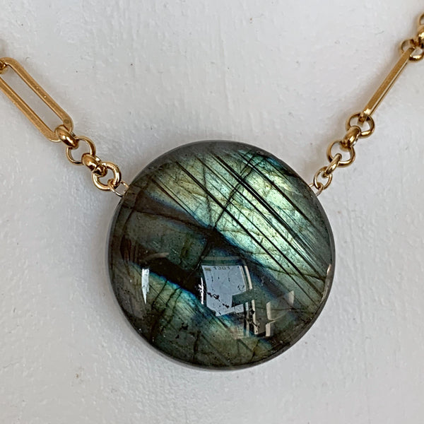 gold paperclip chain crystal necklace