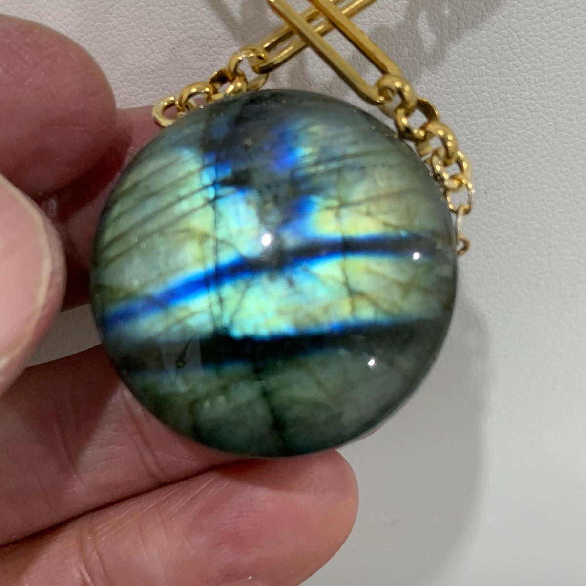 double sided flashy labradorite pendant necklace