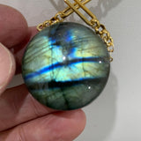 double sided flashy labradorite pendant necklace
