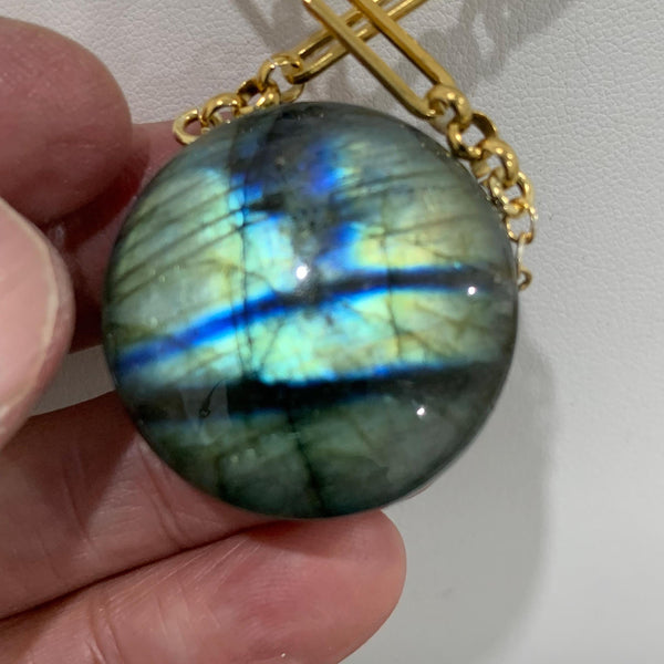 double sided flashy labradorite pendant necklace
