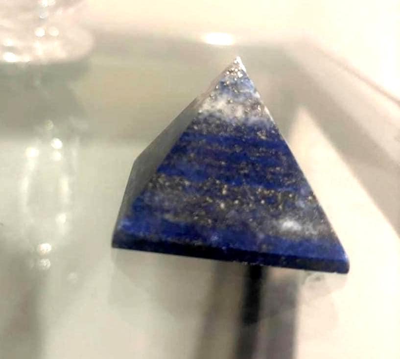Lapis pyramid with pyrite 40mm