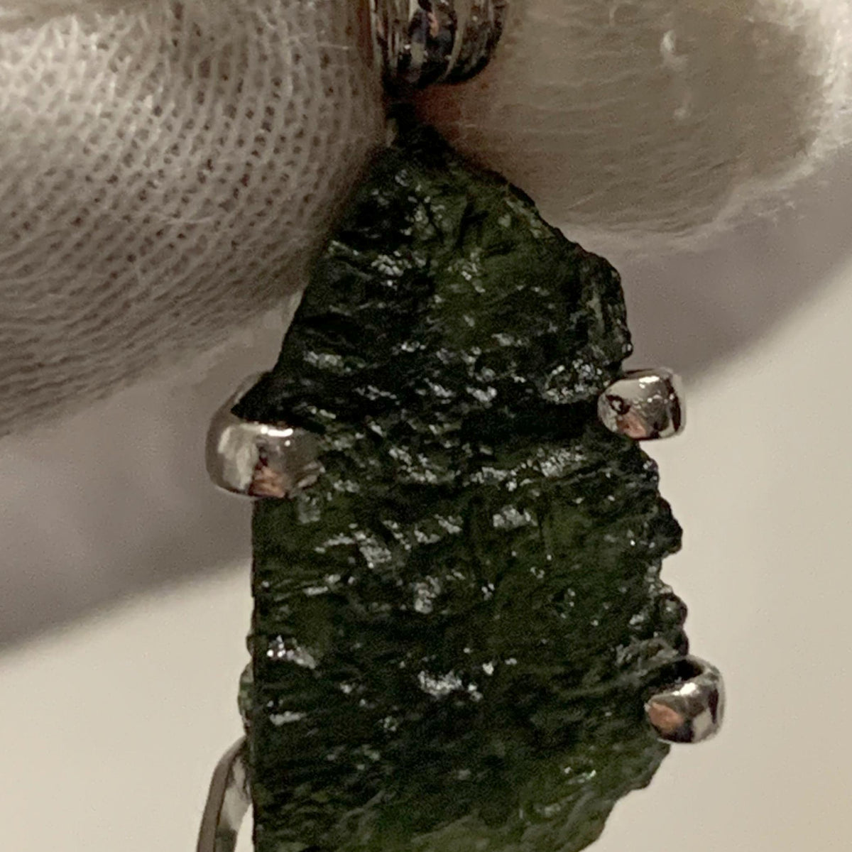 genuine moldavite pendant in sterling silver