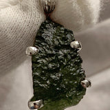 green moldavite crystal pendant close up